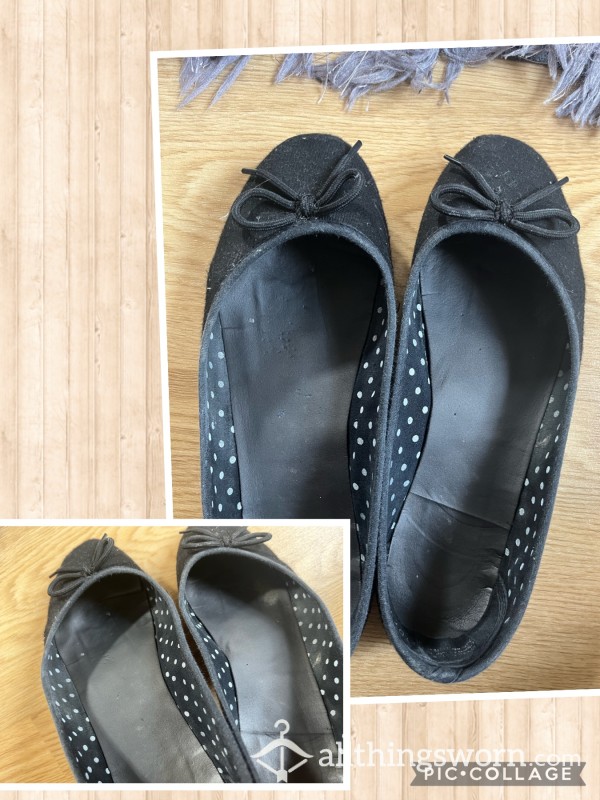 Black Work Dolly Shoes 🥿 Worn Barefoot 🦶 Size 5 ✨