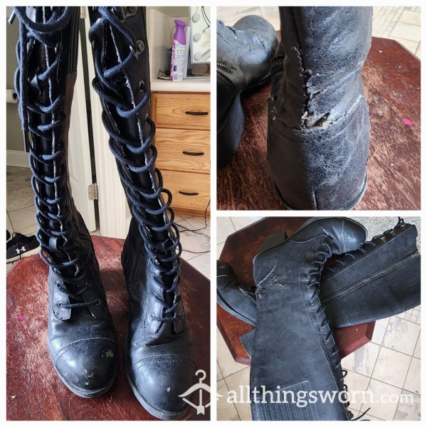 Black Worn Boots Size 8US