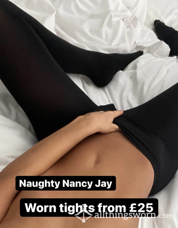 Black Worn Tights With No Panties! From £25