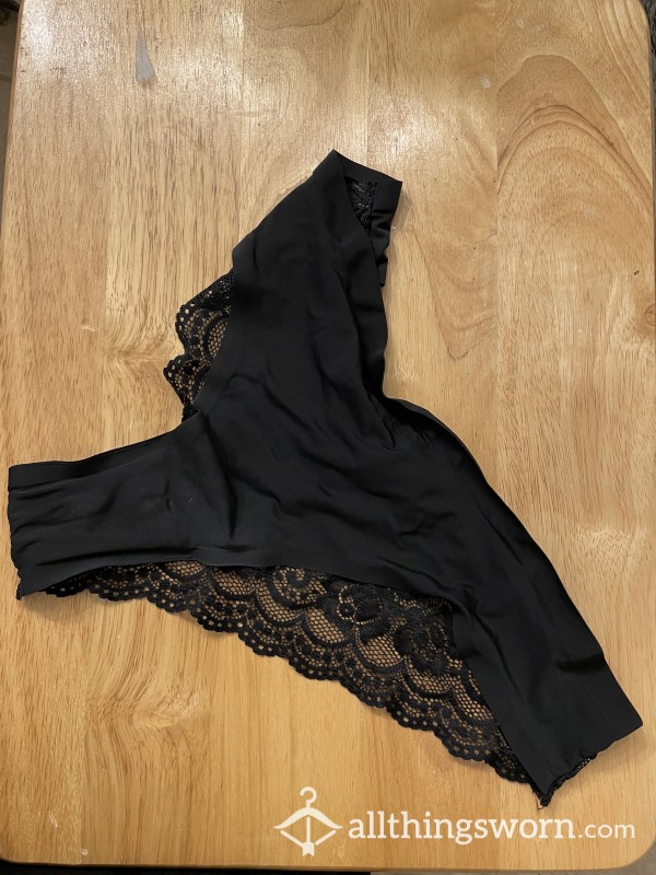 Black XL Thongs With A Lace Back