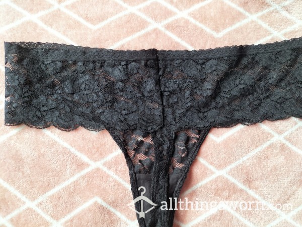 Blackest Of Black Lace Thong ....