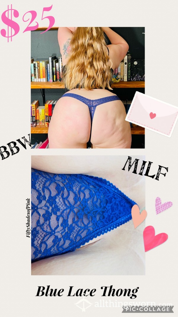 Blonde BBW MILF In Blue Lace Thong