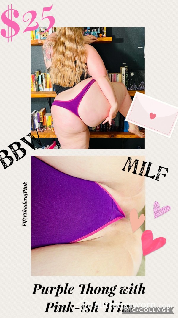 Blonde BBW MILF In Purple Cotton Thong