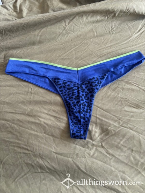 Blue And Lime Cheetah Print Thong From NB Size L/G