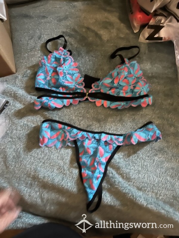 Blue And Pink Lace Lingerie