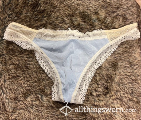 Blue And White Lace Thongs