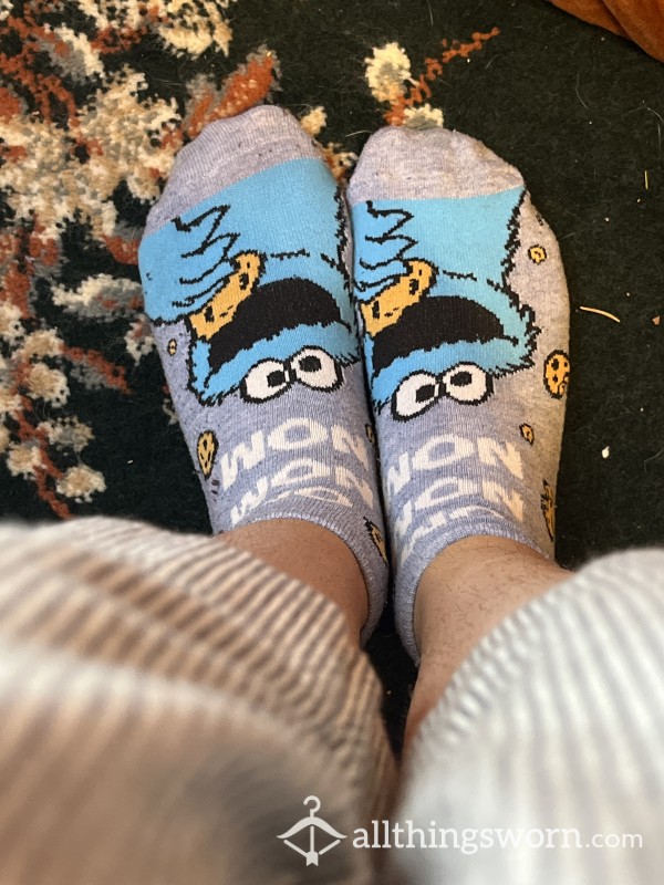 Blue Ankle Socks With Cookie Monster