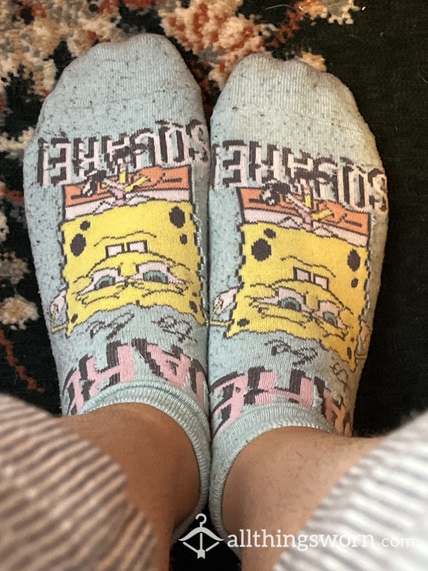 Blue Ankle Socks With SpongeBob