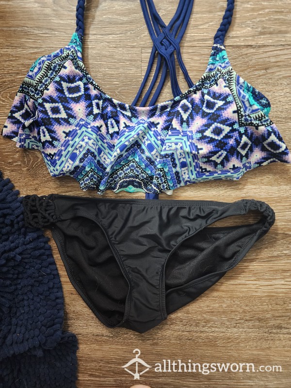 Blue Black And Purple Swim Suit