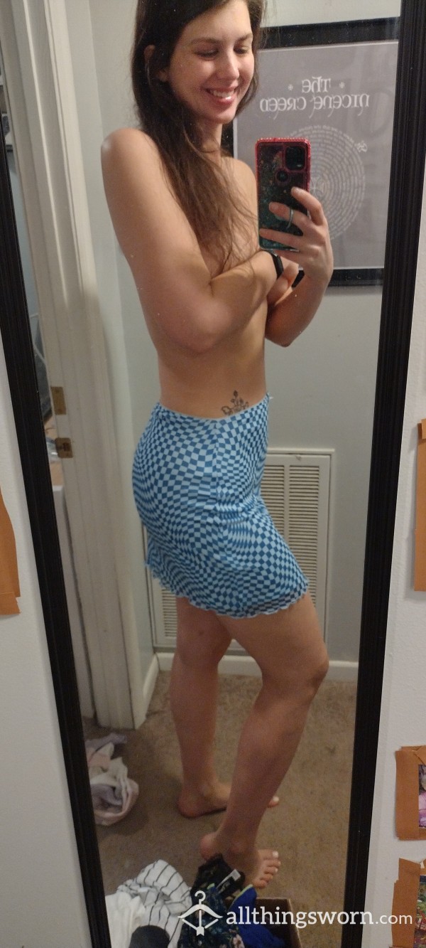 Blue Checkered Skirt