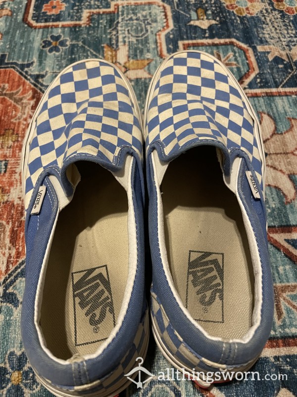 Blue Checkered Slip On Vans
