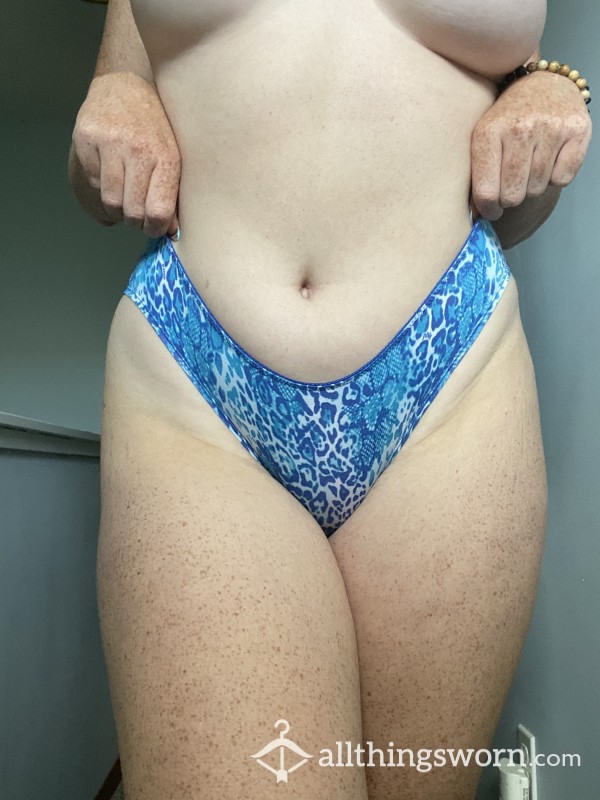 Blue Cheetah And Lace Panties - Well Worn