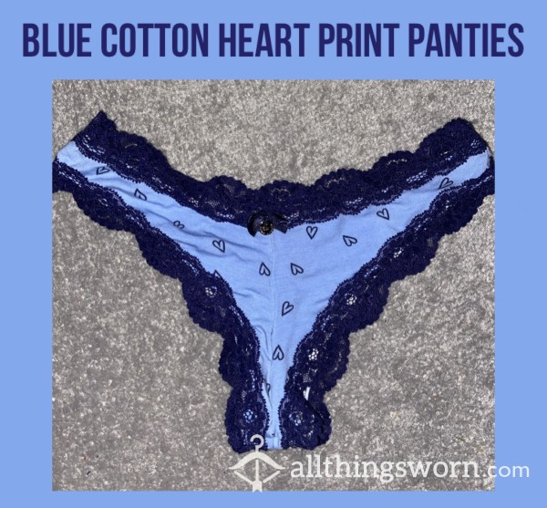 Blue Cotton Heart Print Panties💙