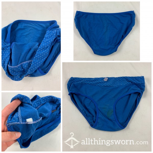 Blue Cotton Low Rise Stained Panty Brief