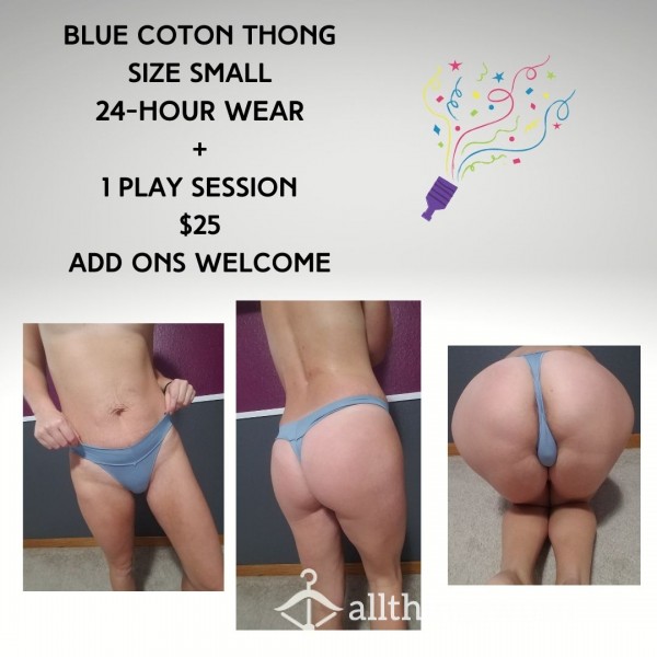 Blue Cotton Thong