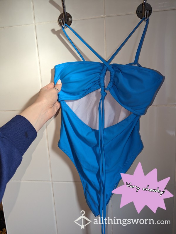 Blue Cutout Style Monokini/one-piece Swimsuit