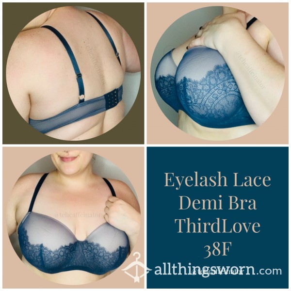 Blue Eyelash Lace Demi Bra - ThirdLove 38F