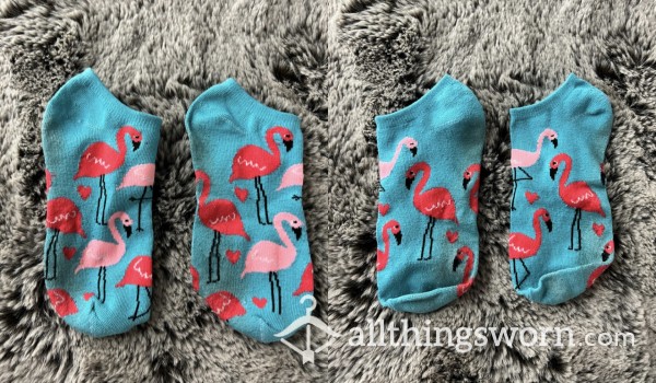 Blue Flamingo Ankle Socks For Custom Wear