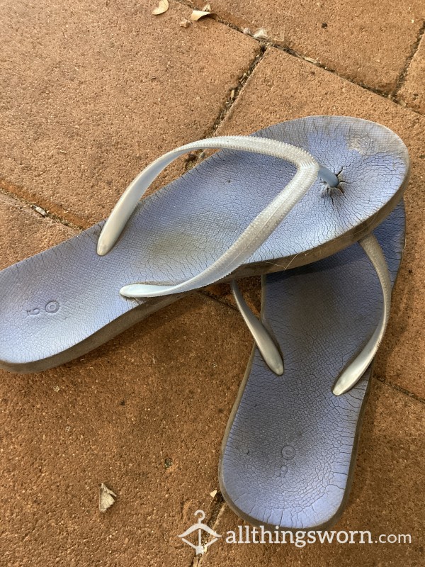 Blue Flip Flops (Thongs) - Worn For Over 2 Years