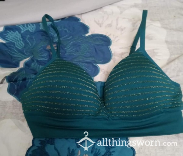 Blue Gold Lined Bra -S/CH