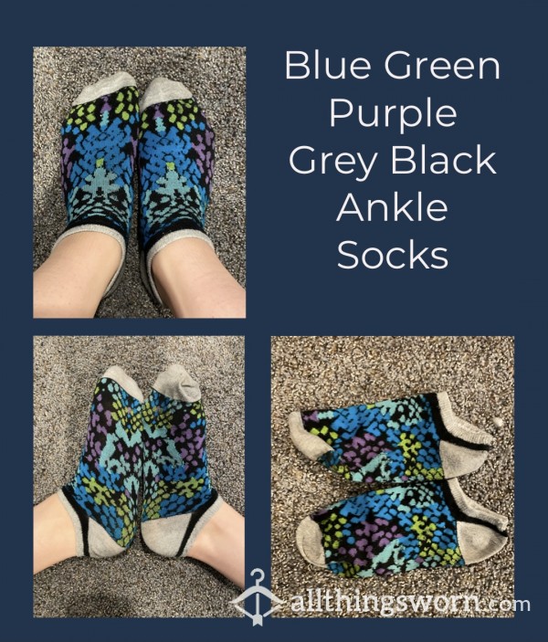 Blue Green And Purple Pattern Socks
