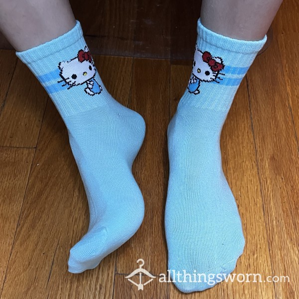 Blue Hello Kitty Crew Socks