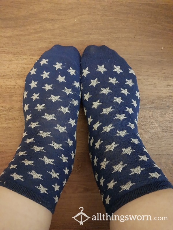 Blue High Socks With Stars On It