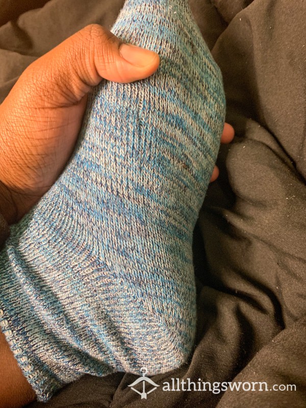 Blue Knit Ankle Socks