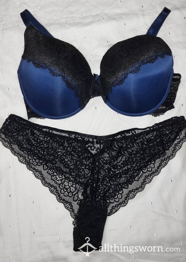 Blue Lace And Panty Set