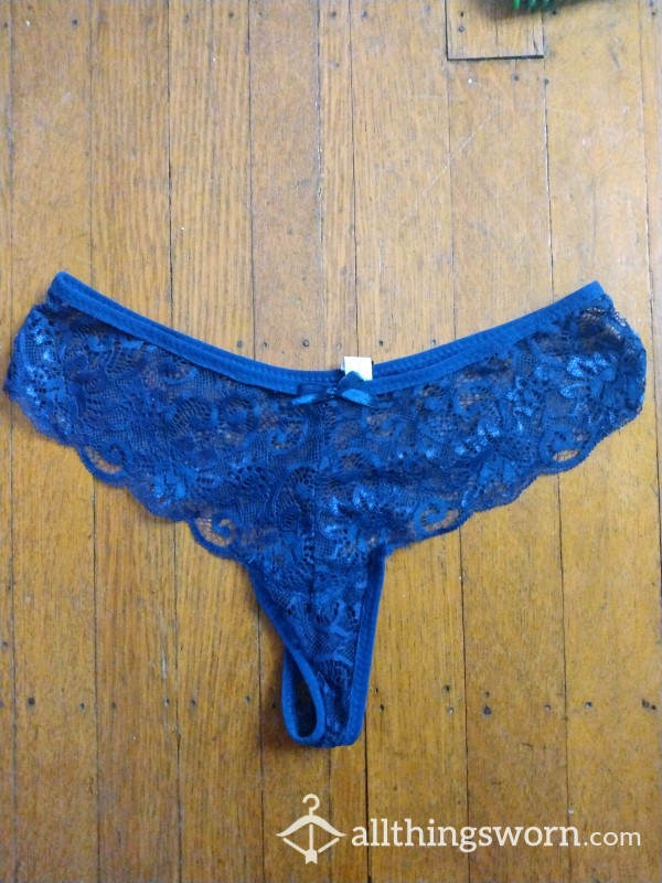 Blue Lace Thong