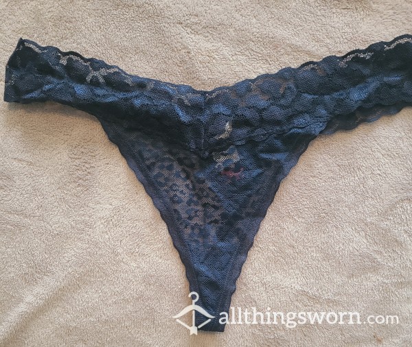 Stained Blue Lace Thong