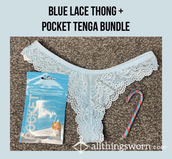 Blue Lace Thong + Pocket Tenga Bundle💧