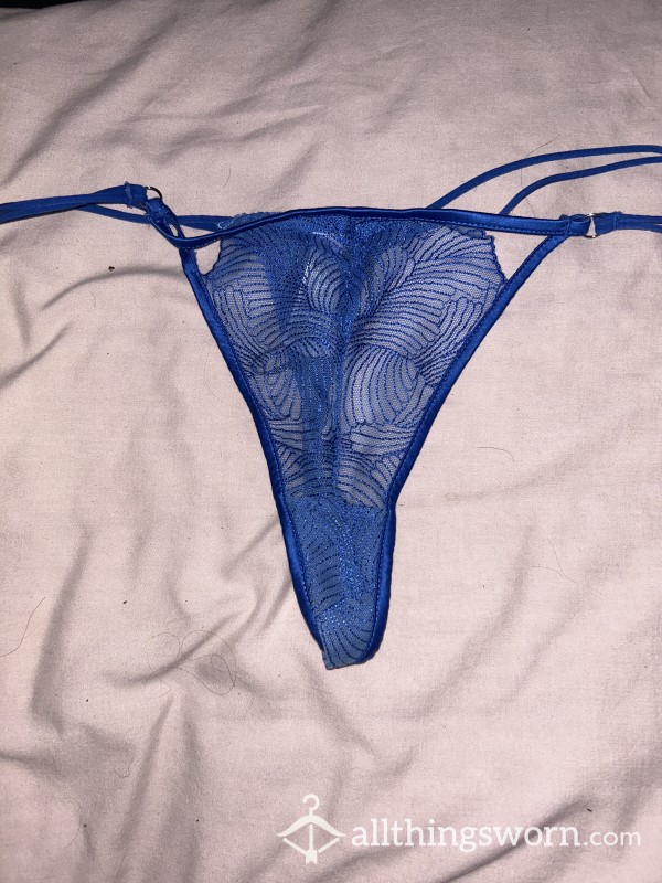 Blue Lacy G String Thong