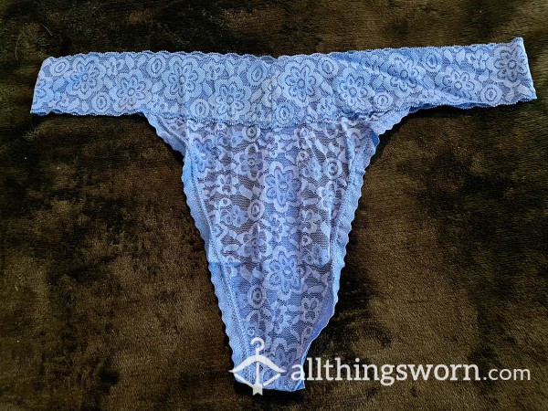 Blue Lacy Thong