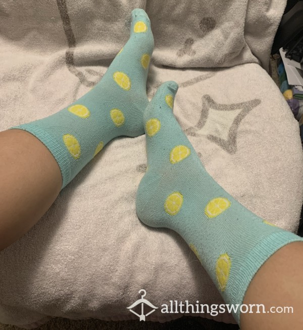 Blue Lemon Crew Socks