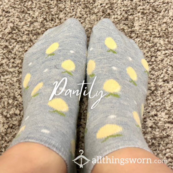 Blue Lemon Print Ankle Socks