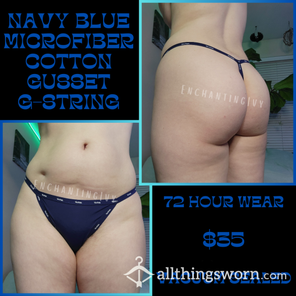 Blue Microfiber G-String Thong- 72 Hour Wear