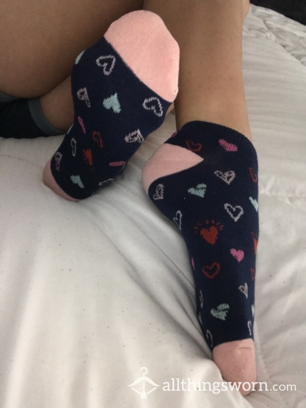 Blue Pink Cotton Ankle Socks
