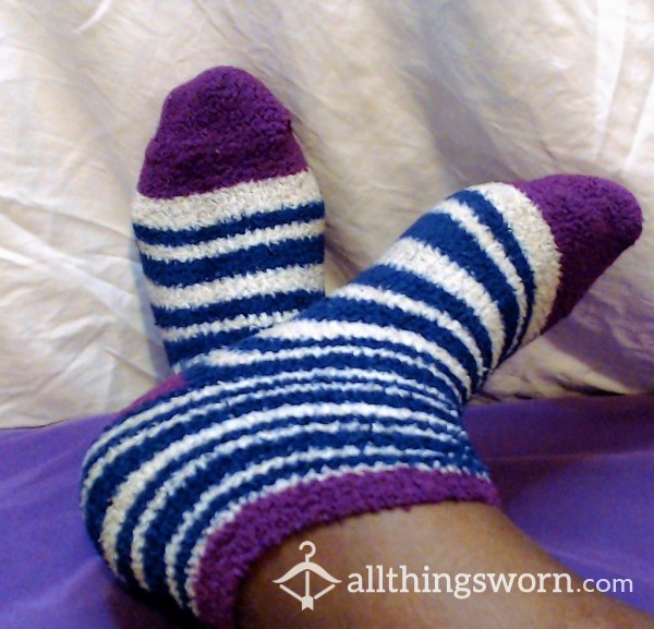 Blue, Purple And White Striped Footies