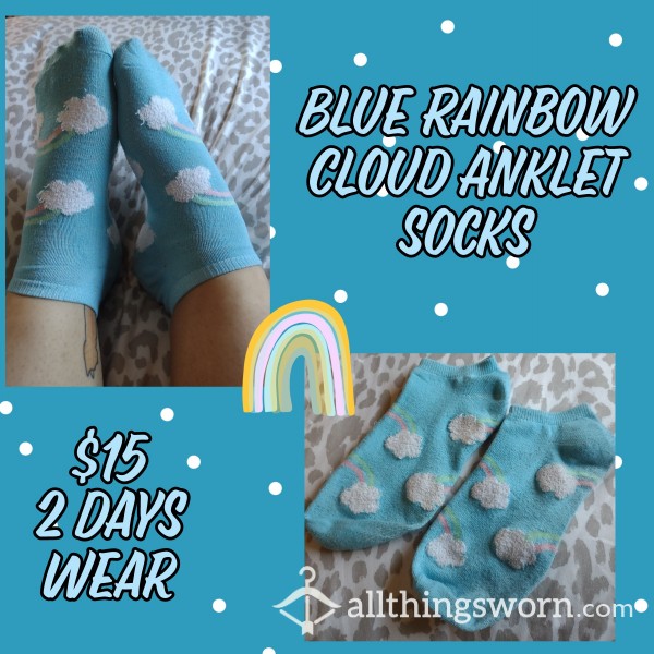 Blue Rainbow Cloud Anklet Socks