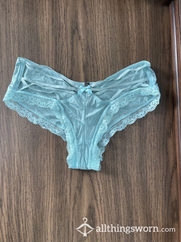 Victoria’s Secret Blue Satin And Lace Panties