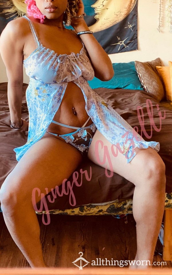 Blue See-thru Baby Doll Lingerie