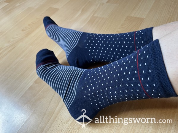 Blue Socks With Stripes And Dots- 48h Wear