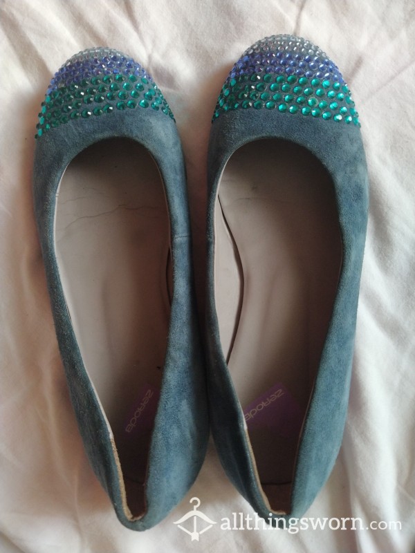 Blue Sparkly Flats
