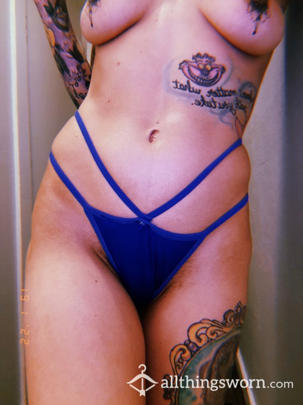 Blue Strappy Thong
