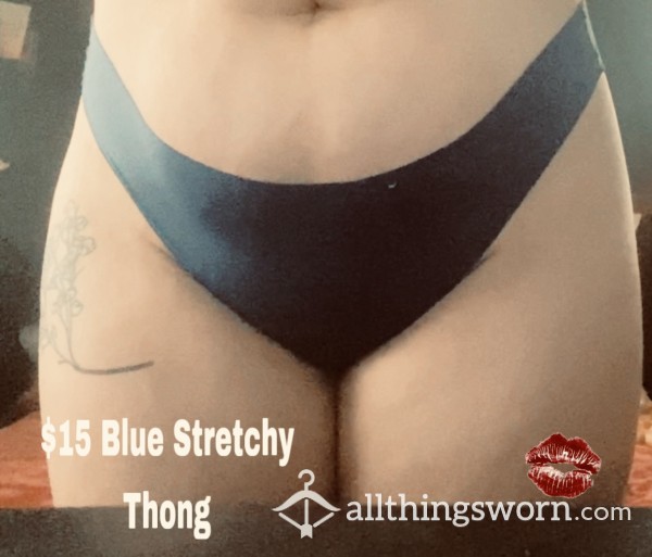 Blue Stretchy Thong