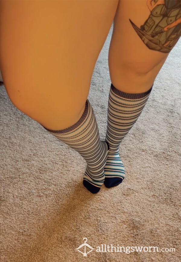Blue Striped Hues Compression Socks