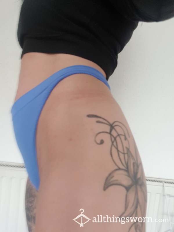 Blue Sweaty Thong, Used At The Gym And Jogging