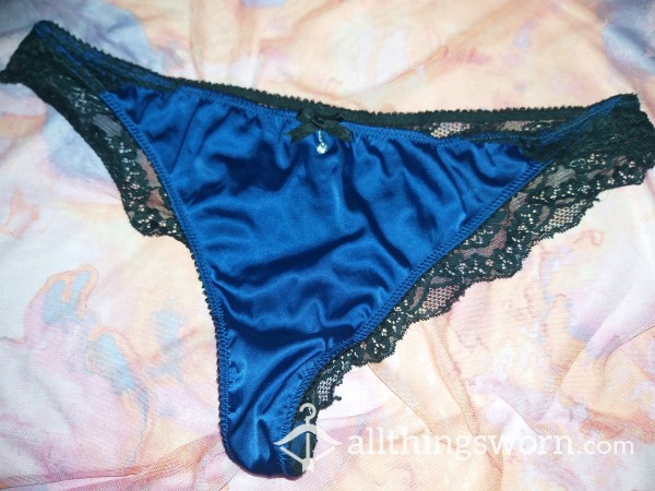 Blue/Black Satin Lace Panties