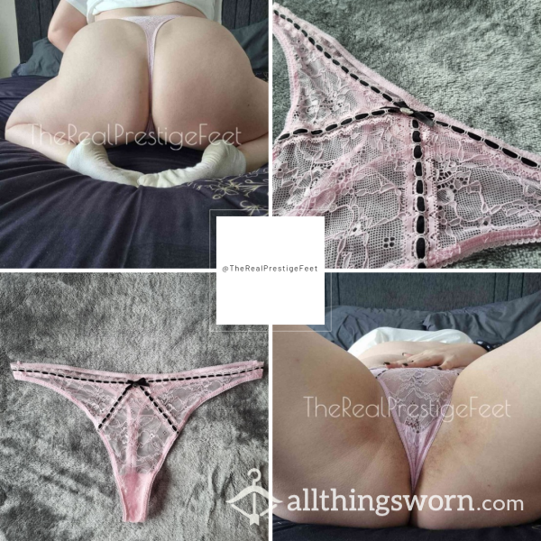 Boux Avenue Lilac Lace Thong With Black Ribbon Detailing | Size 16 | Standard Wear 48hrs | Includes Pics | See Listing Photos For More Info - From £18.00